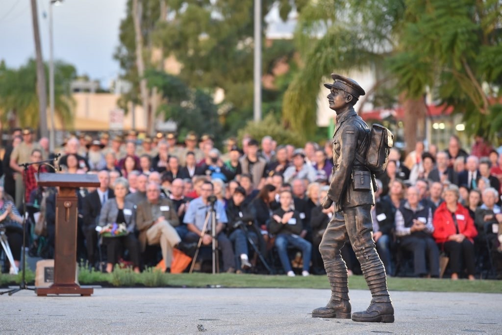 Finished bronze memorial statue