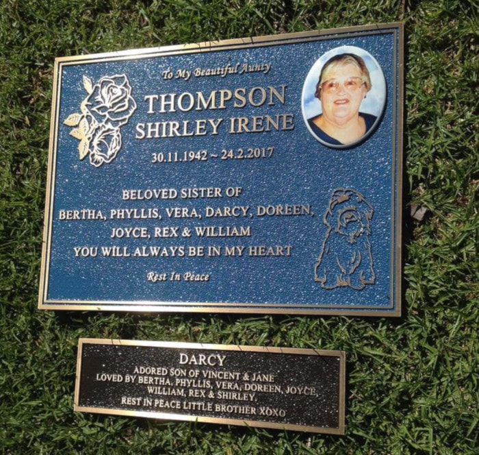 Thompson Shirley Irene memorial plaque